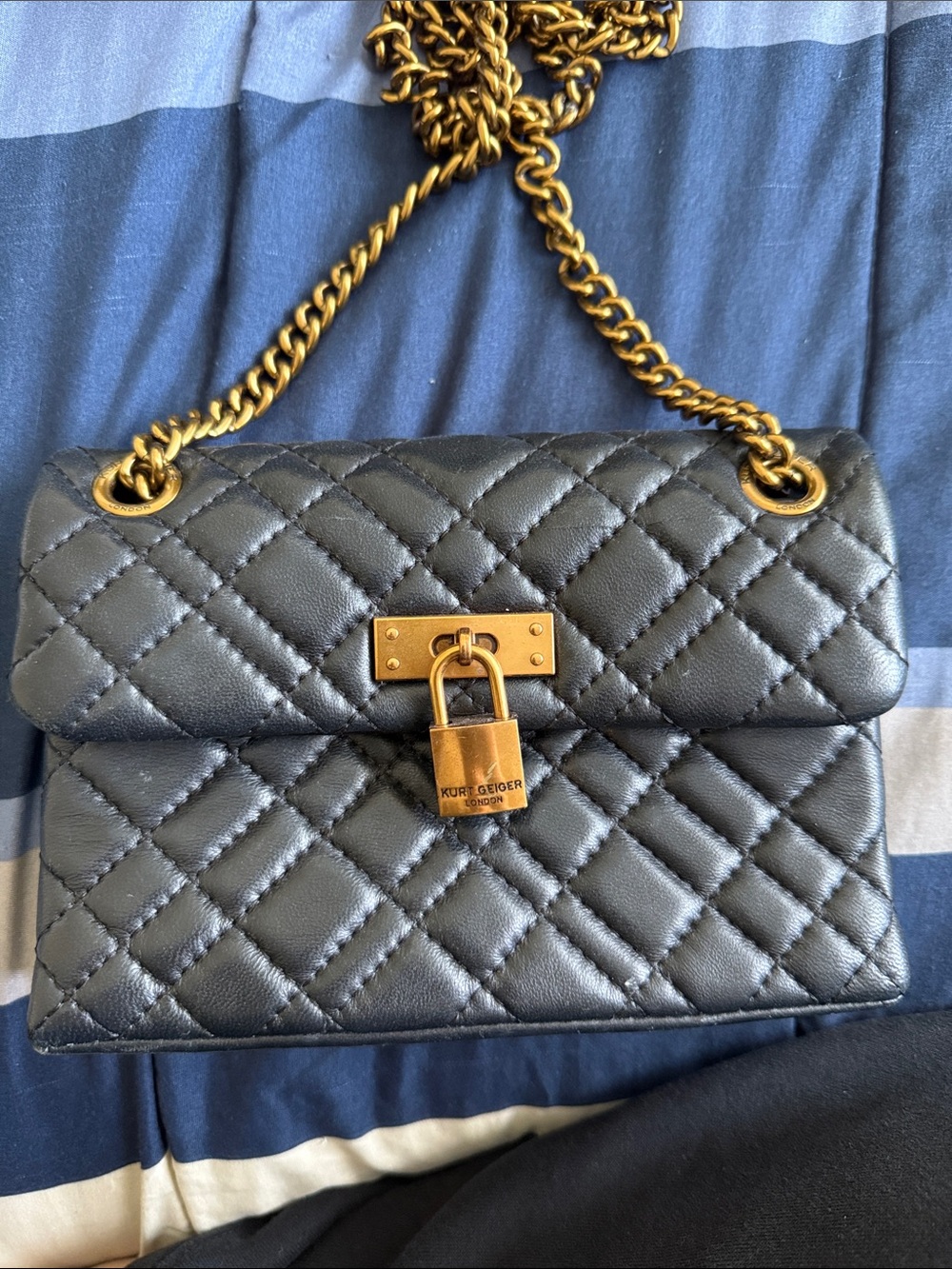 Kurt Geiger London Mini Brixton Lock Leather Bag, Black